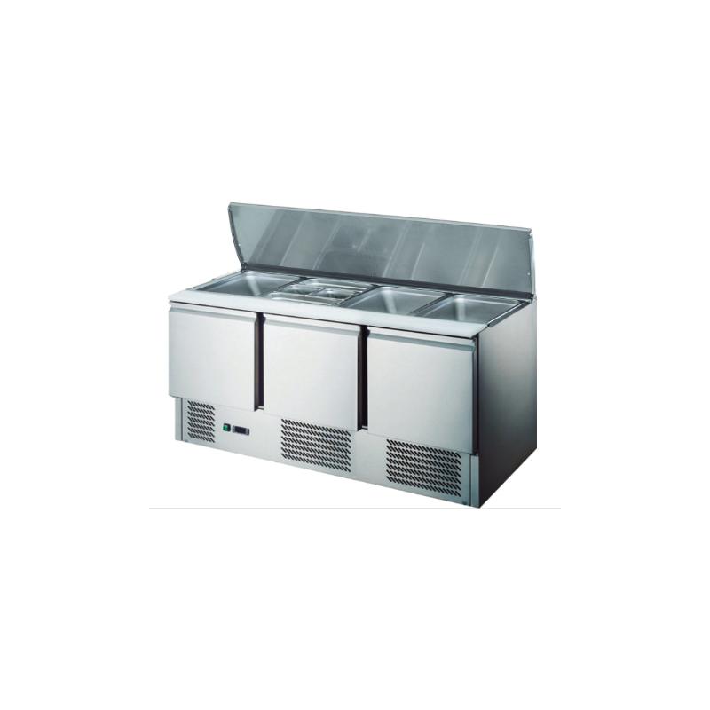 Saladette réfrigérée 2 ou 3 portes et couvercle rabattable Inox