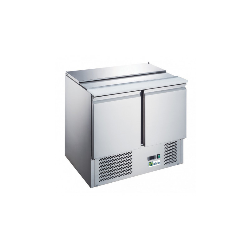 Saladette réfrigérée 2 ou 3 portes et couvercle rabattable Inox