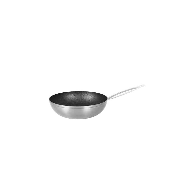 Wok anti adhésif 28 cm Inox. Le spécialiste du matériel horeca, ustensiles de cuisine professionnels et meilleur rapport qualité