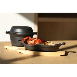 Plat à gratin oval en fonte avec planche | Materiel-horeca | Achat en ligne