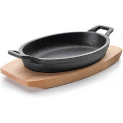 Plat à gratin oval en fonte avec planche | Materiel-horeca | Achat en ligne