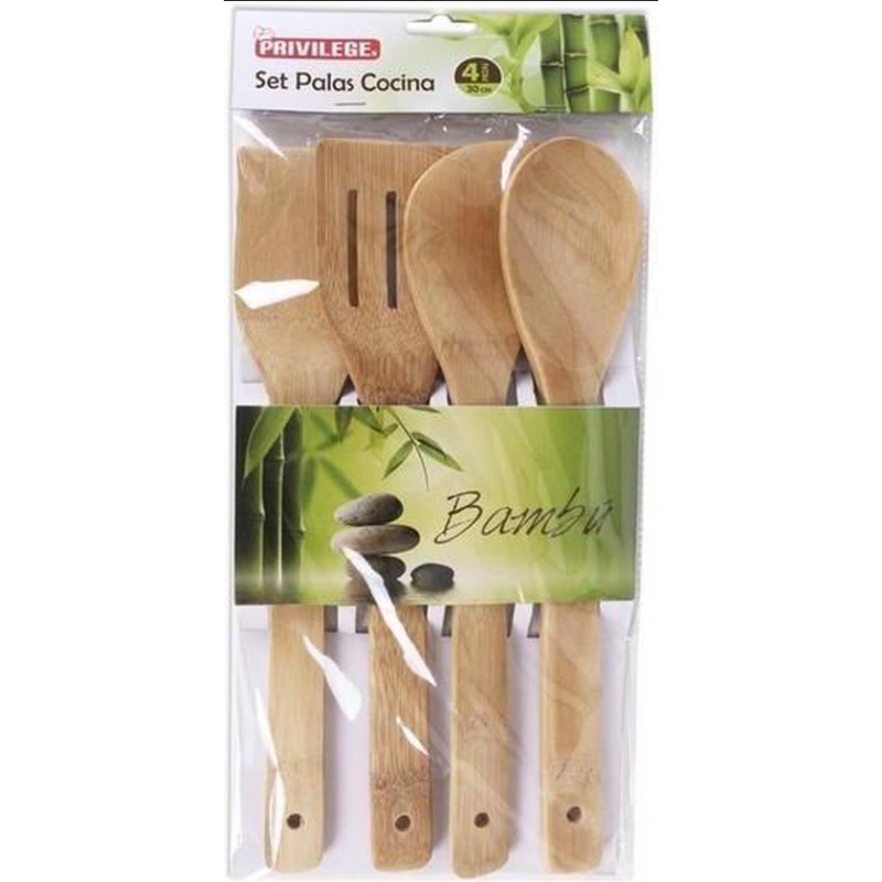 Set de 4 ustensiles en bambou | Materiel-horeca | Achat en ligne