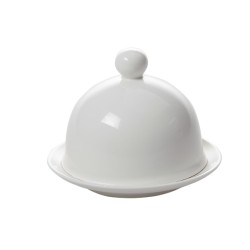 Beurrier en porcelaine avec cloche Inox | Materiel-horeca | Achat en ligne