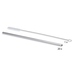PAILLES INOX DROITES S20 21,4CM+BROSSE