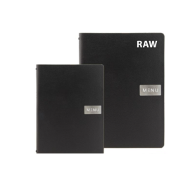 Menu / Carte A4 Noir Raw Leather. Pâques le spécialiste du matériel horeca, ustensiles de cuisine professionnels et meilleur rap