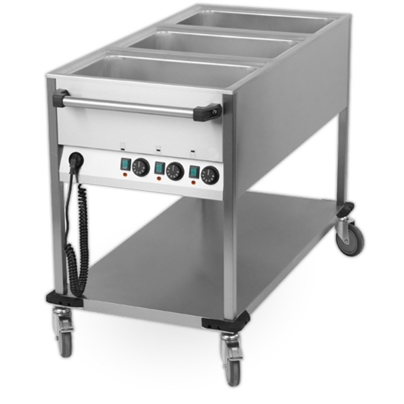 Chariot Bain marie 3 cuves GN1/1