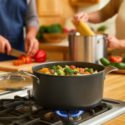 Casserole Ø 28 cm / 6.5L avec Couvercle Saccani. Pâques le spécialiste du matériel horeca, ustensiles de cuisine professionnels 