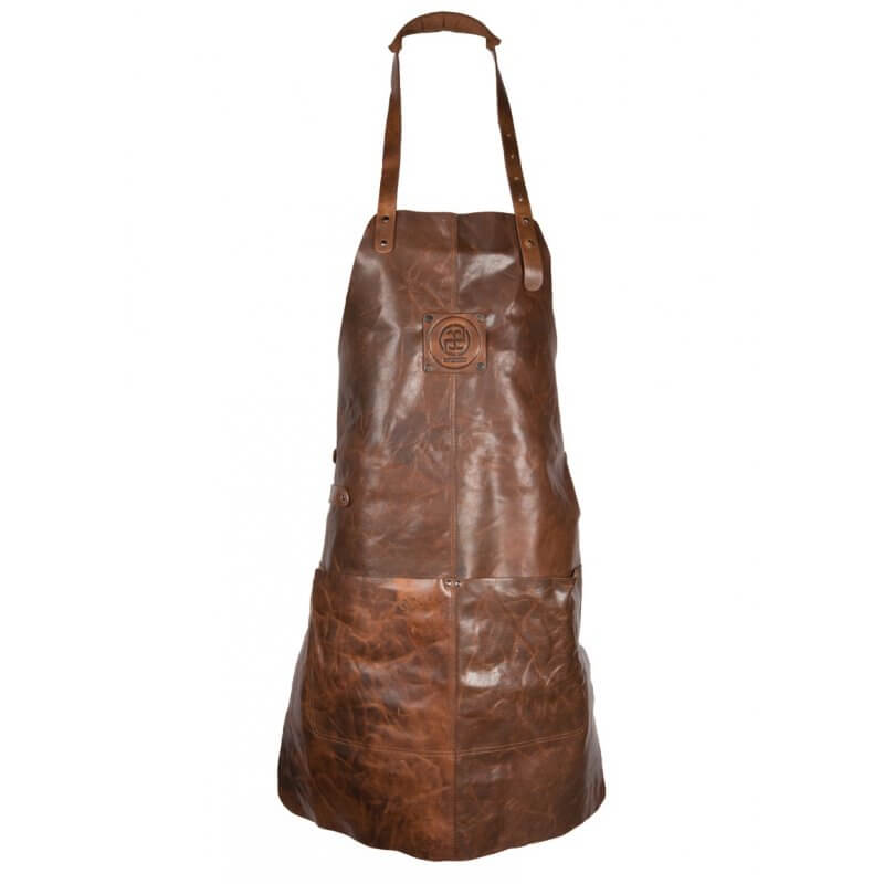 Tablier brun en cuir véritable