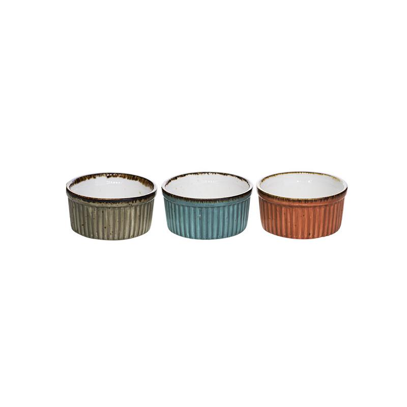 Set de 3 ramequins BrisbaneØ8.8cm bleu, orange et gris/ Le spécialiste du matériel horeca, ustensiles de cuisine professionnels