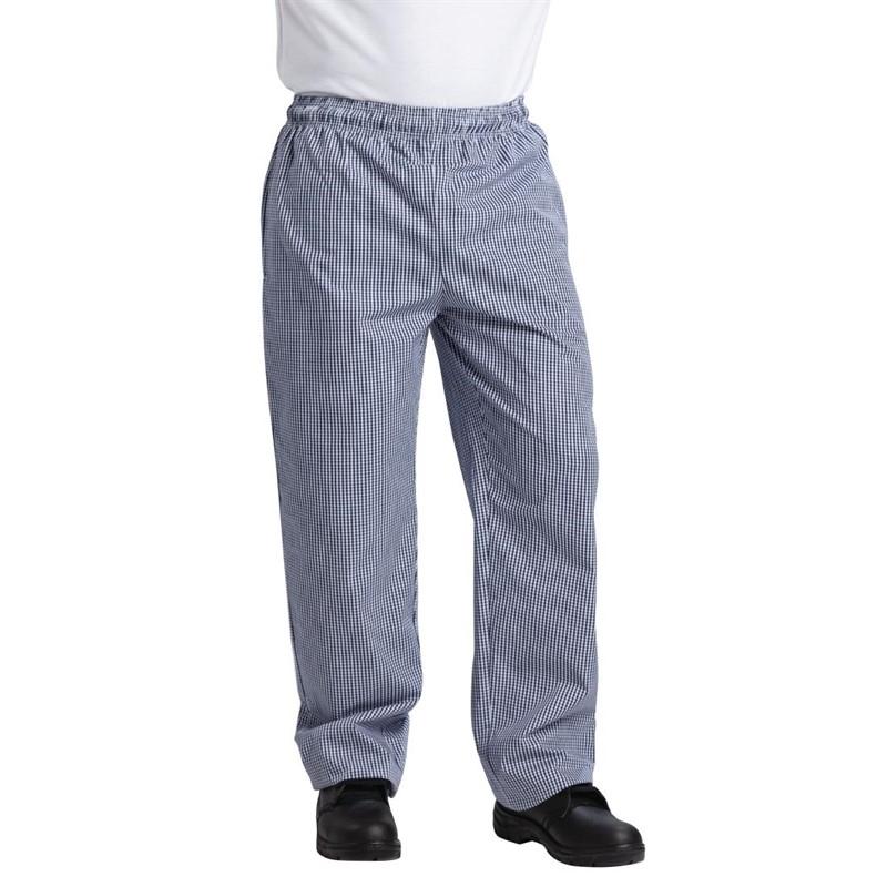 Pantalon de cuisine mixte Whites Vegas petits carreaux bleus et blancs