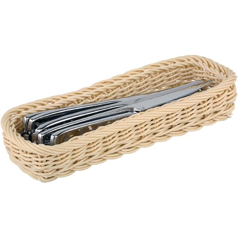 Panier rectangulaire à couverts en rotin polypropylène