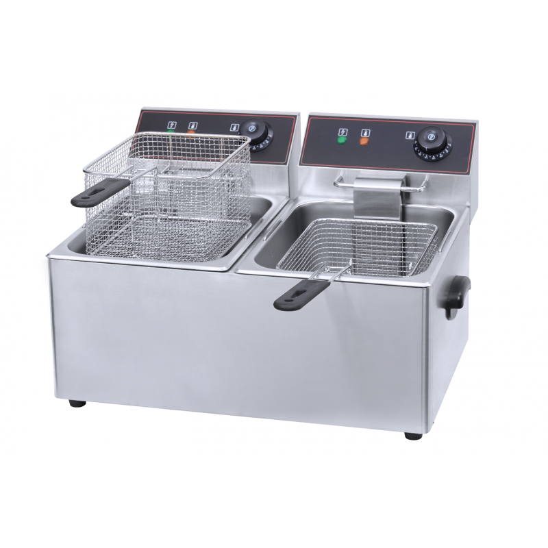 Friteuse professionnelle à poser 2x8L Saccani. Paques SA votre spécialiste de la vente de matériel horeca & cuisine sur Liège et