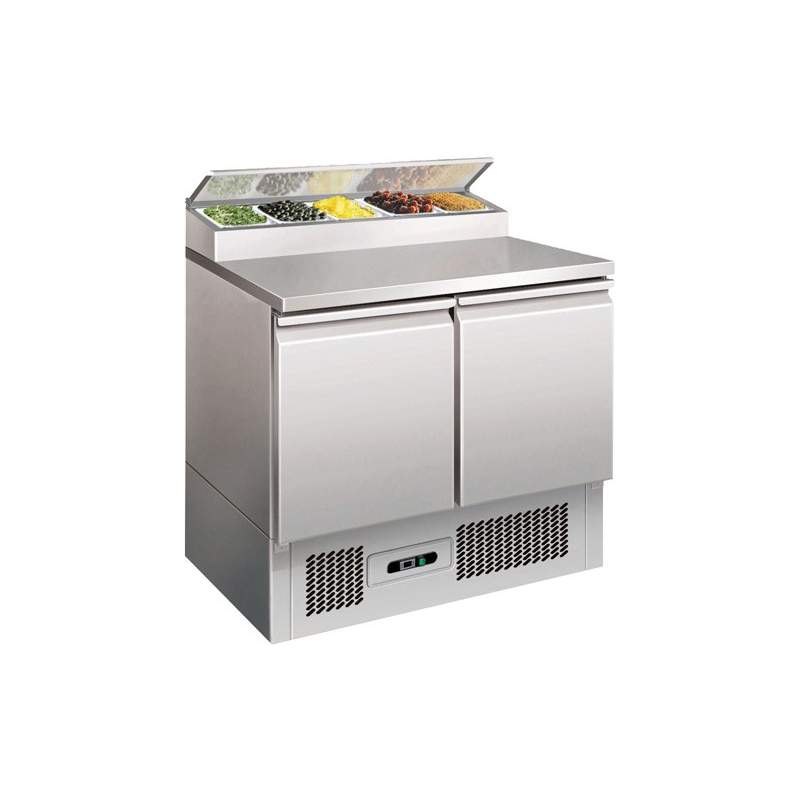 Saladette réfrigérée 2 ou 3 portes et couvercle rabattable Inox
