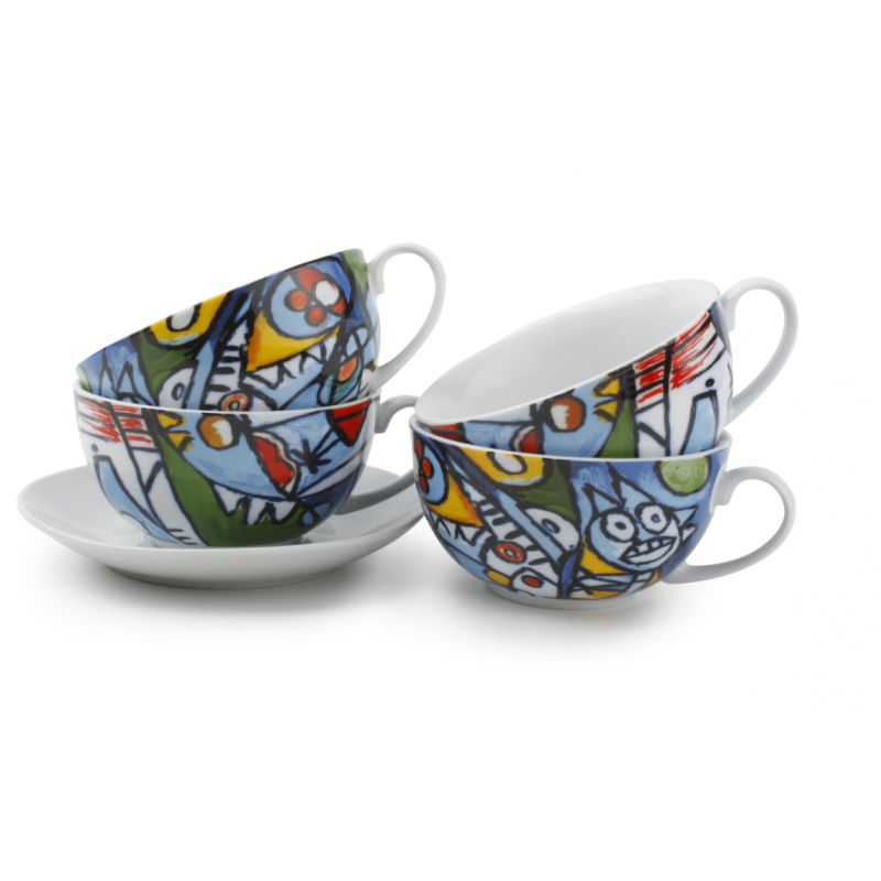 Set de 4 tasses 27cl et sous tasses Astratto
