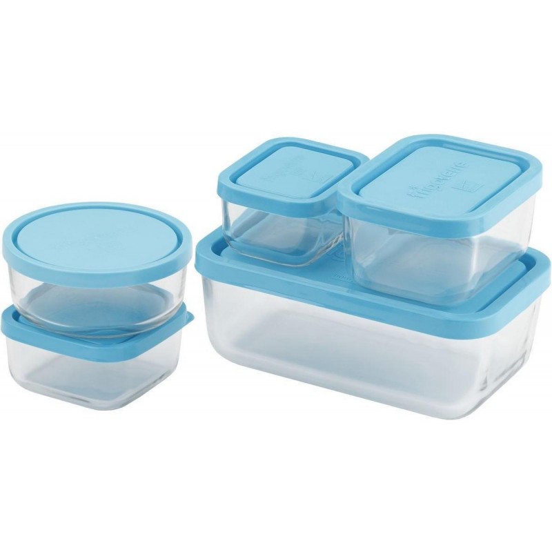 Set de 5 boites frigo verre