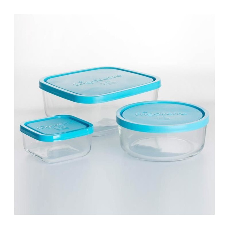Set de 3 boites frigo verre