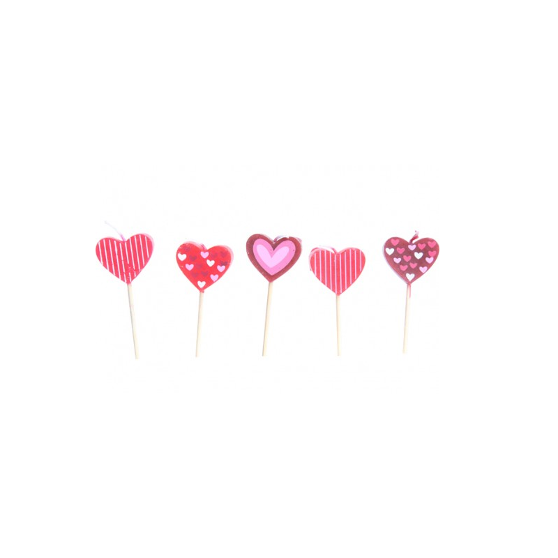 Set de 5 bougies mini love Ø0.5xh8cm